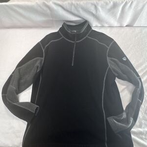 KÜHL Men's Black Gray 1/4 Zip Pullover Mock Neck Activewear Top Size XL